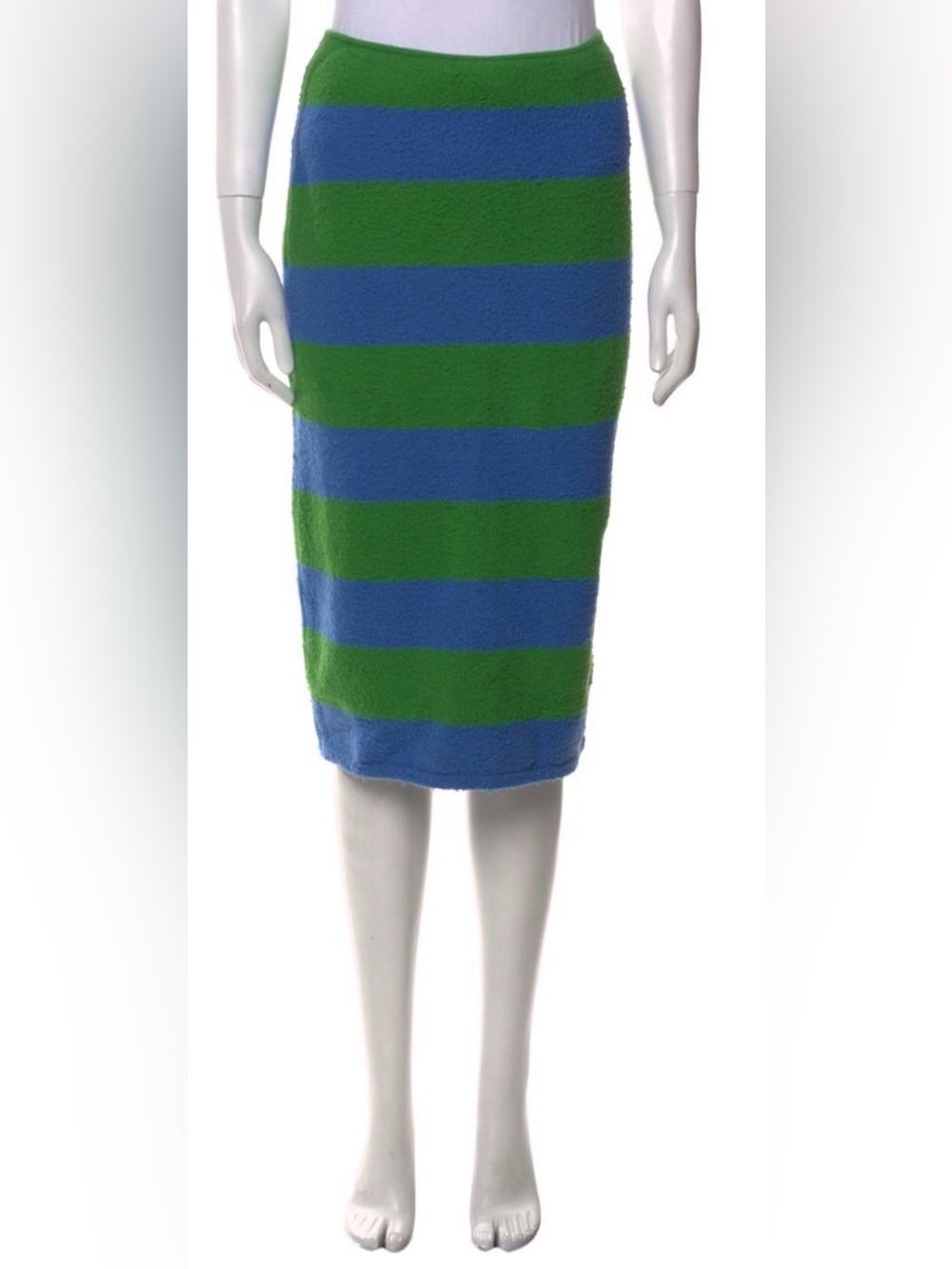 MaxMara Blue and Green Striped Pencil Skirt